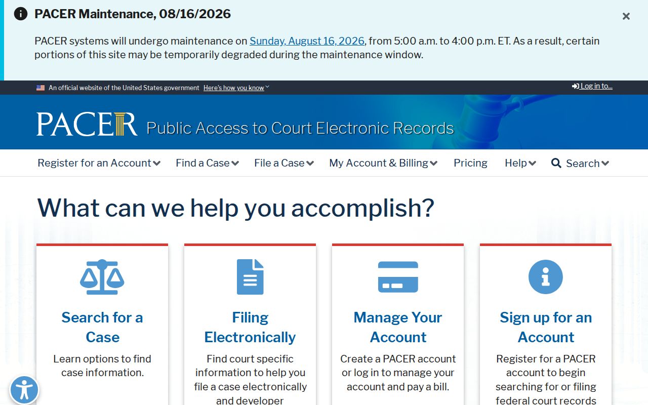 Johnson County federal case lookup through PACER