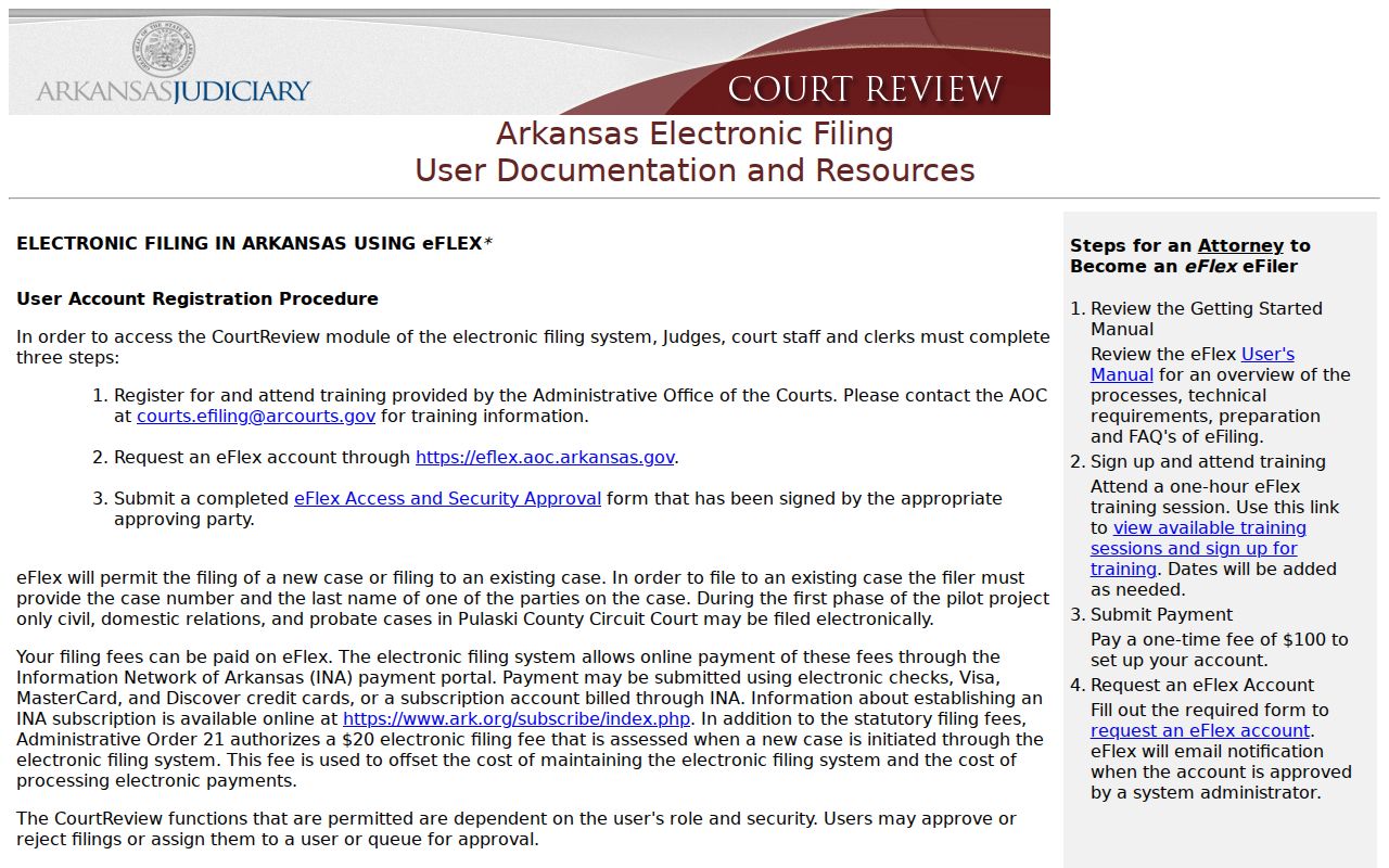 Johnson County civil docket Arkansas eFlex filing interface