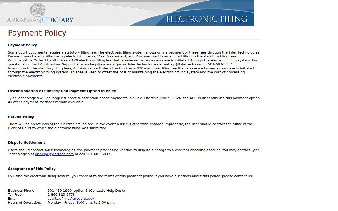 Johnson County civil docket electronic filing fee policy